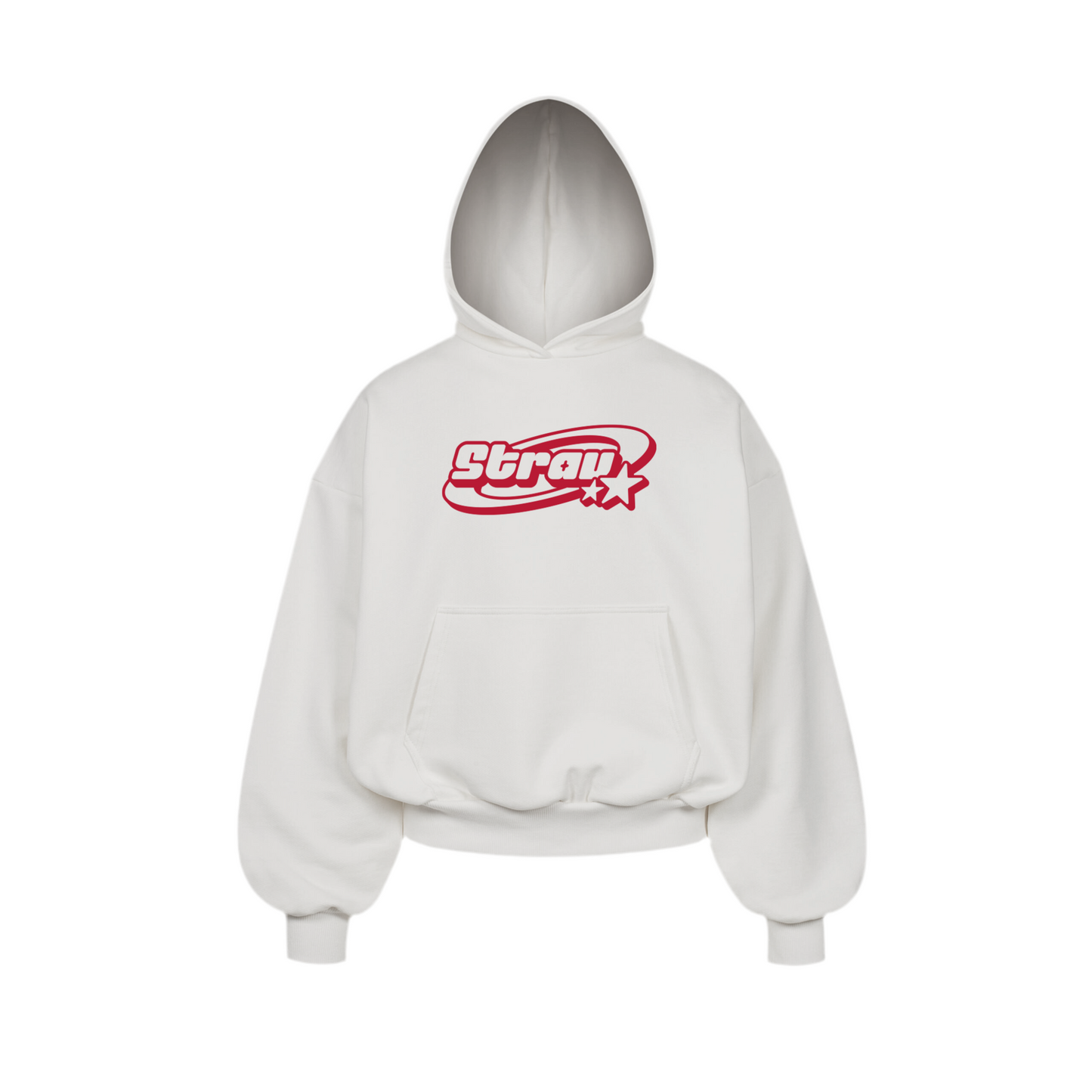 STRAV HOODIE- WHITE & RED