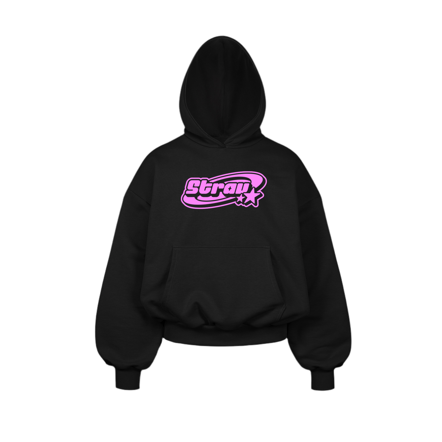 STRAV HOODIE-BLACK & PINK